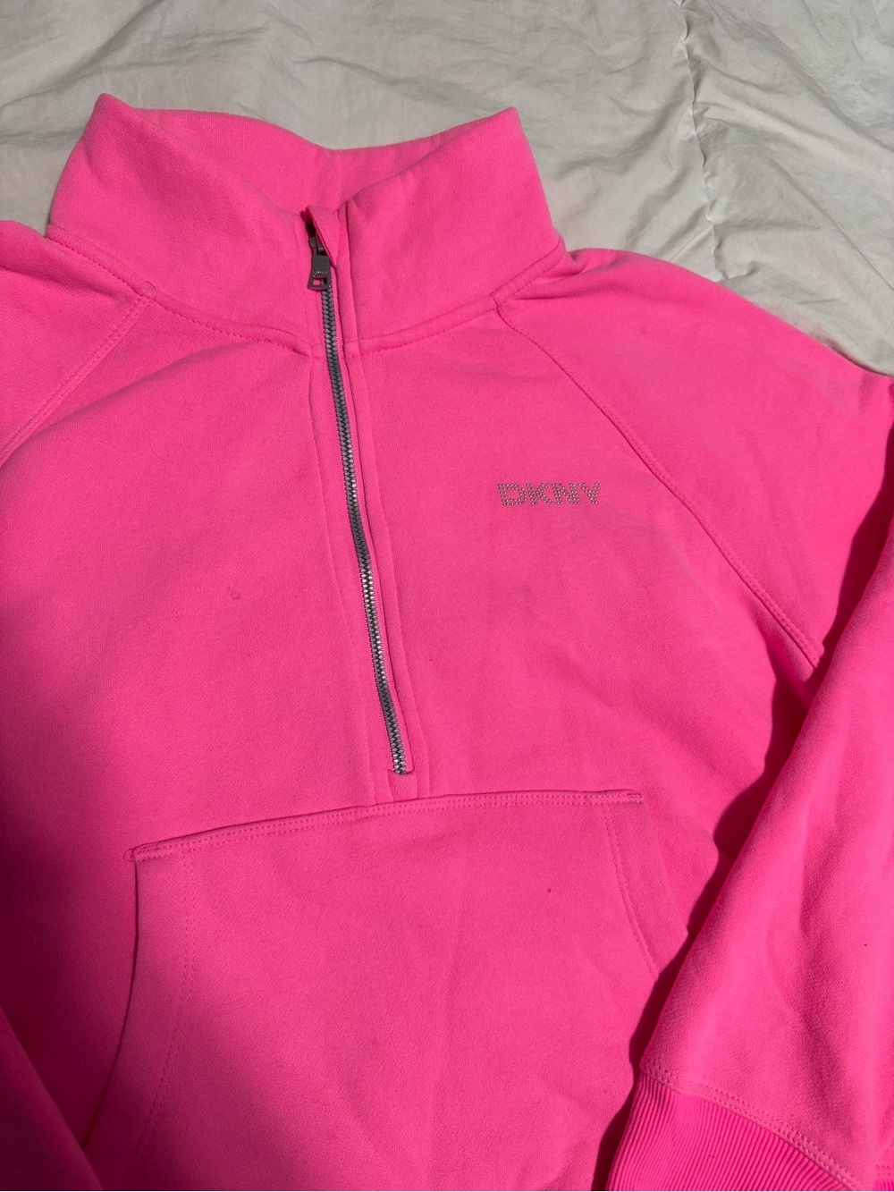DKNY Hot Pink Half-Zip Cowl Pullover